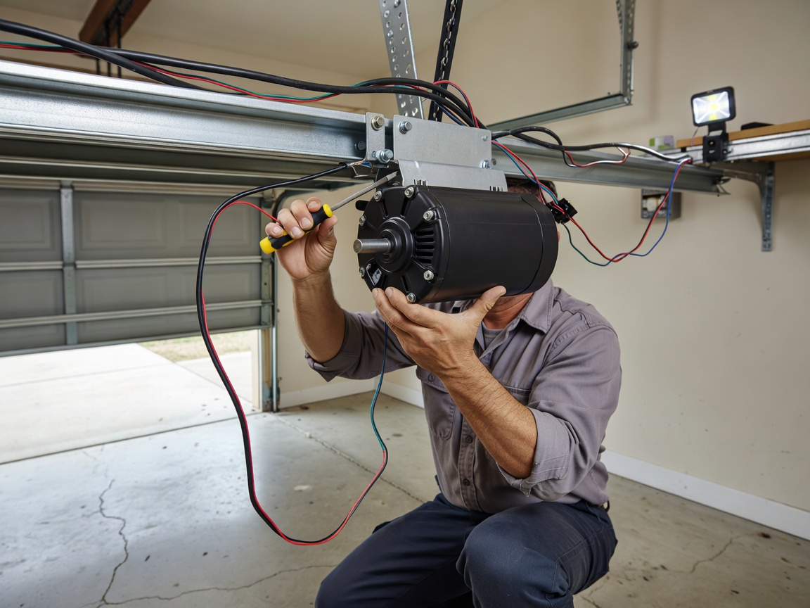 Electric garage door motor installation and wiring process