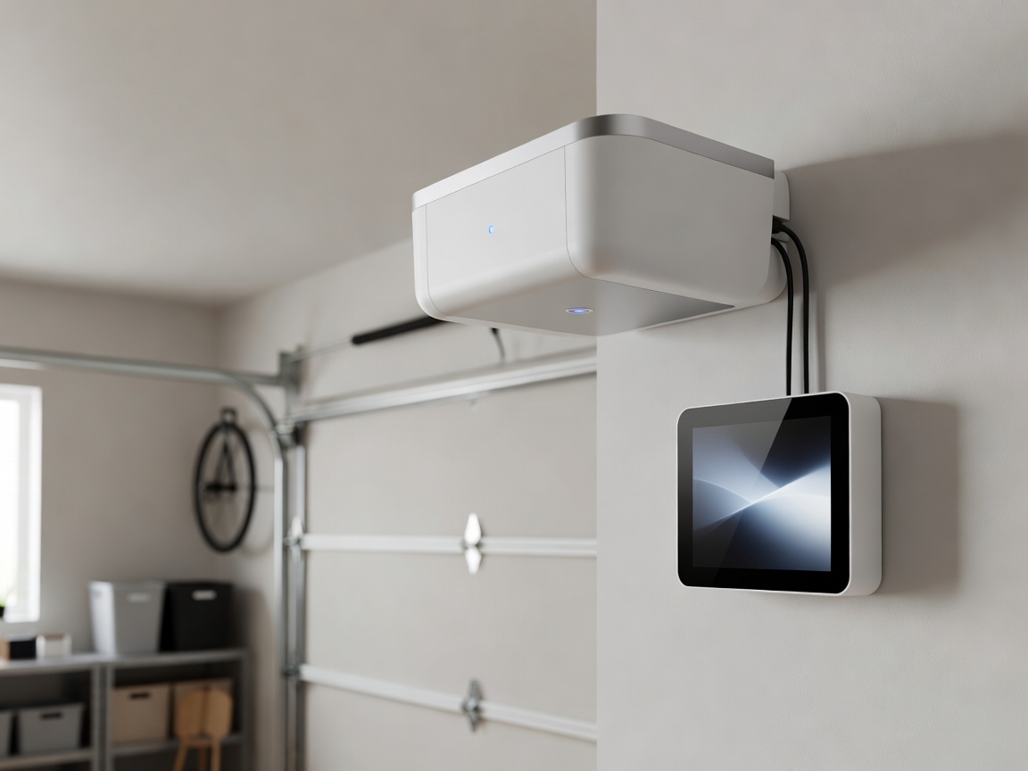 Wireless smart garage door opener hub and smartphone control interface